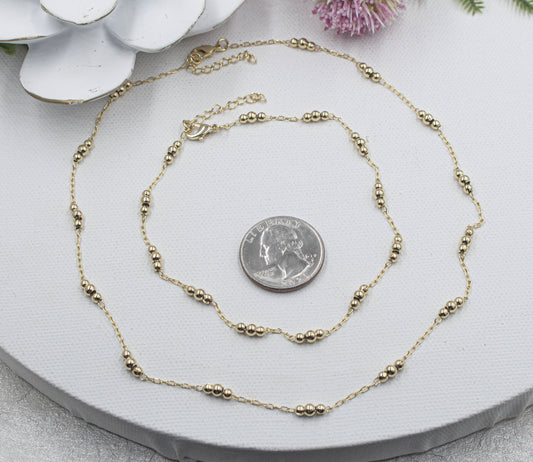 Three Beaded Together Choker & Anklet Set