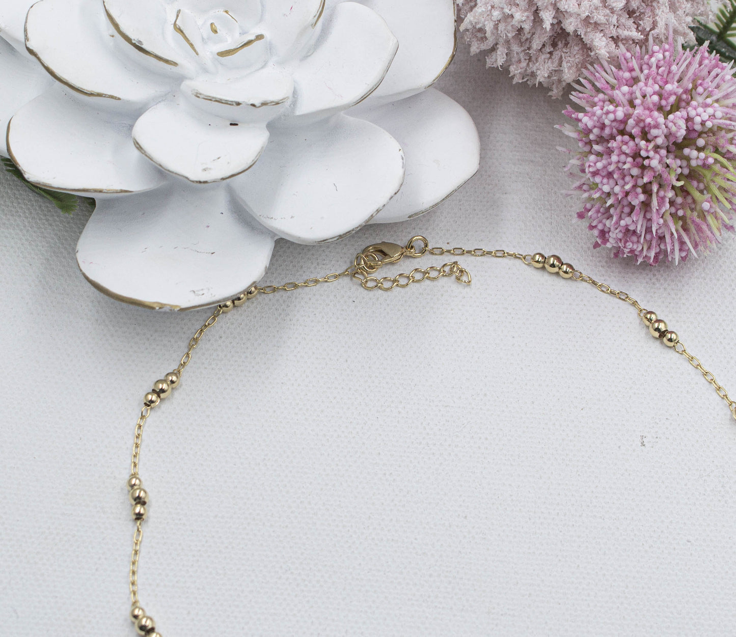 Three Beaded Together Choker & Anklet Set