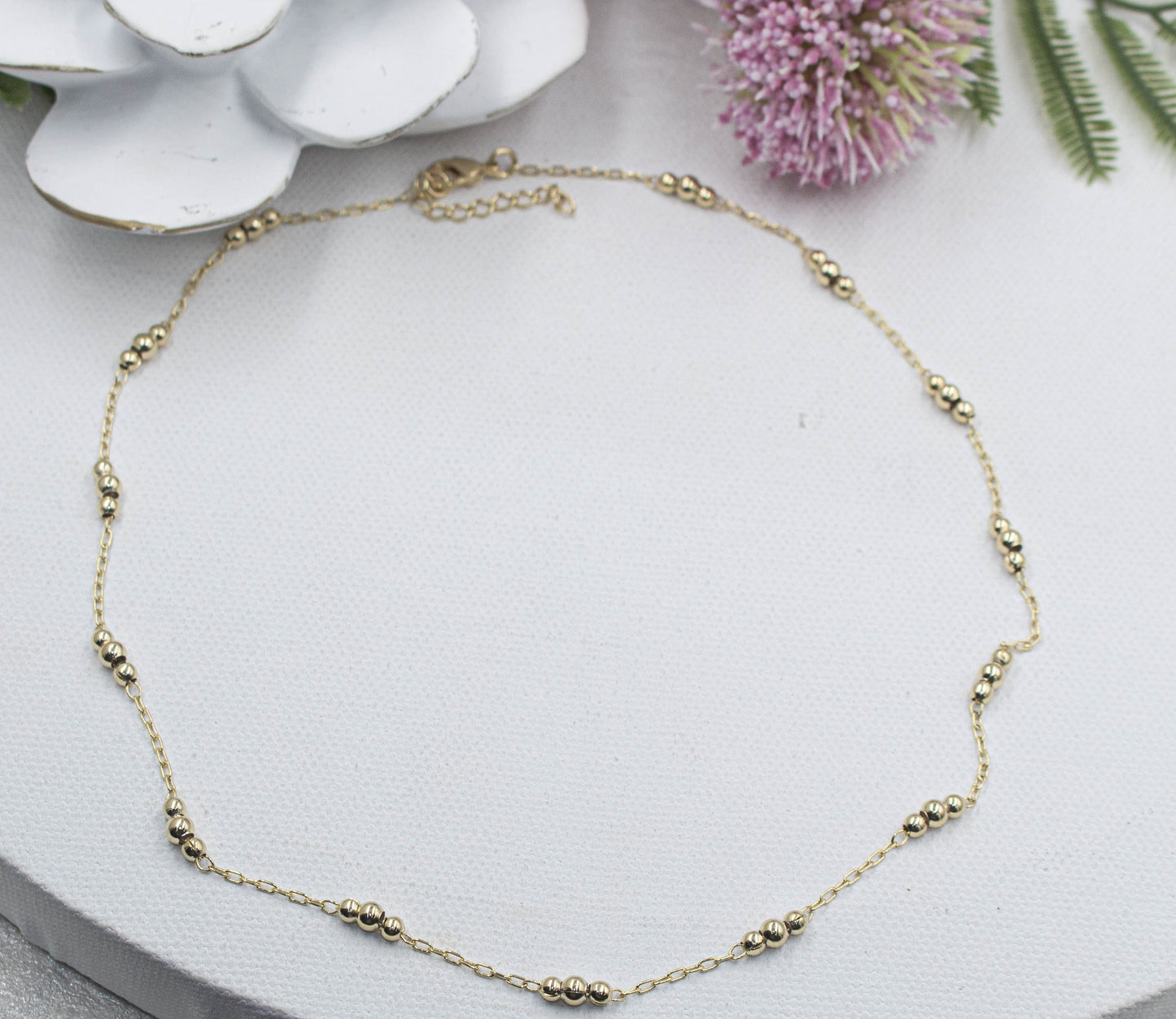 Three Beaded Together Choker & Anklet Set