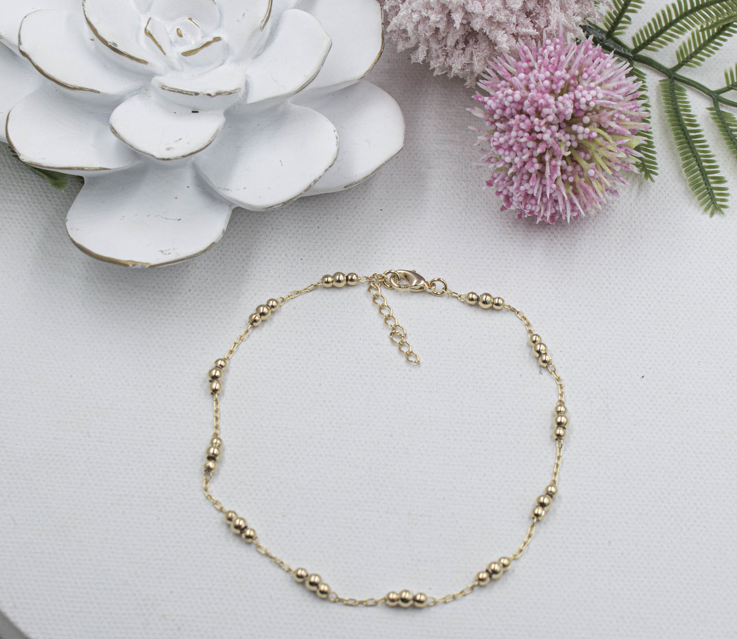 Three Beaded Together Choker & Anklet Set