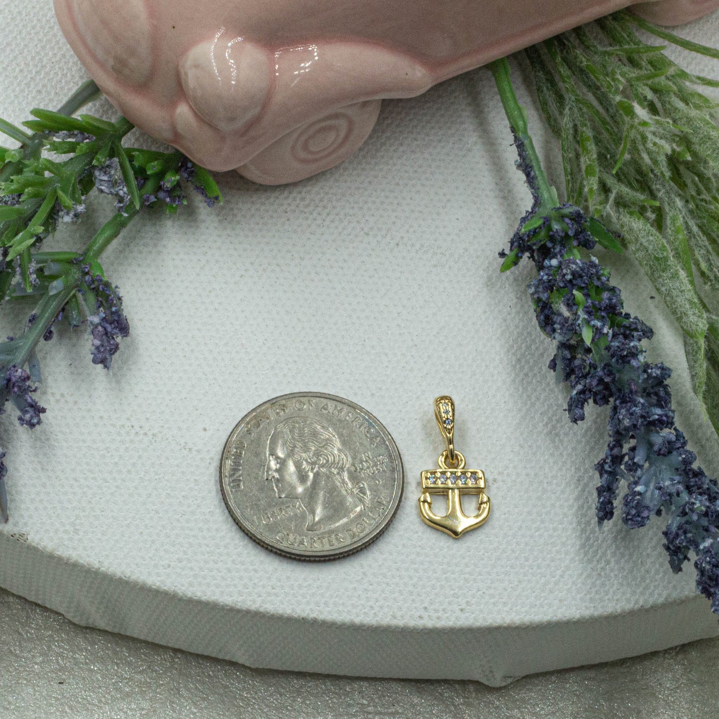 Cz Anchor Pendant