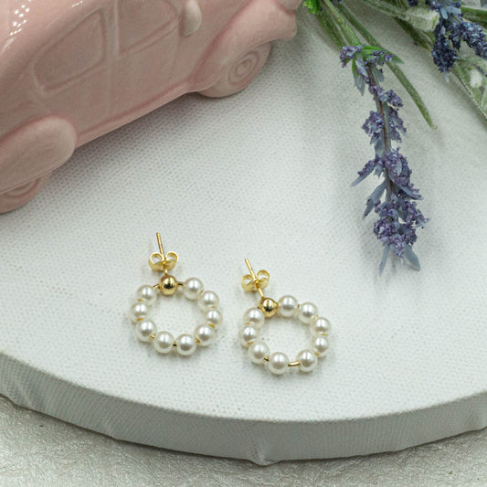 Pearl Circle Stud Earrings
