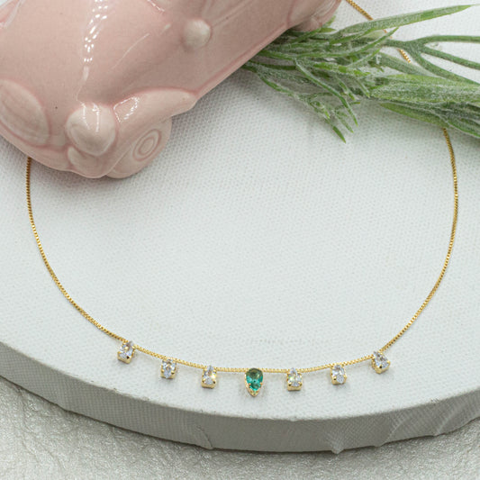 Cz & Emerald Stone Choker