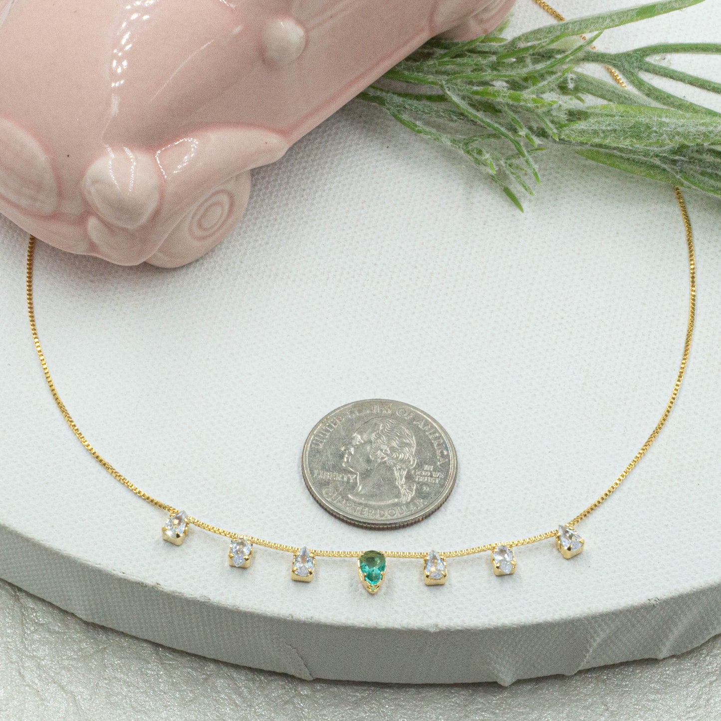 Cz & Emerald Stone Choker