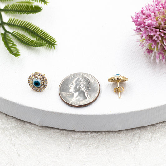Zirconia Evil Eye Stud Earrings
