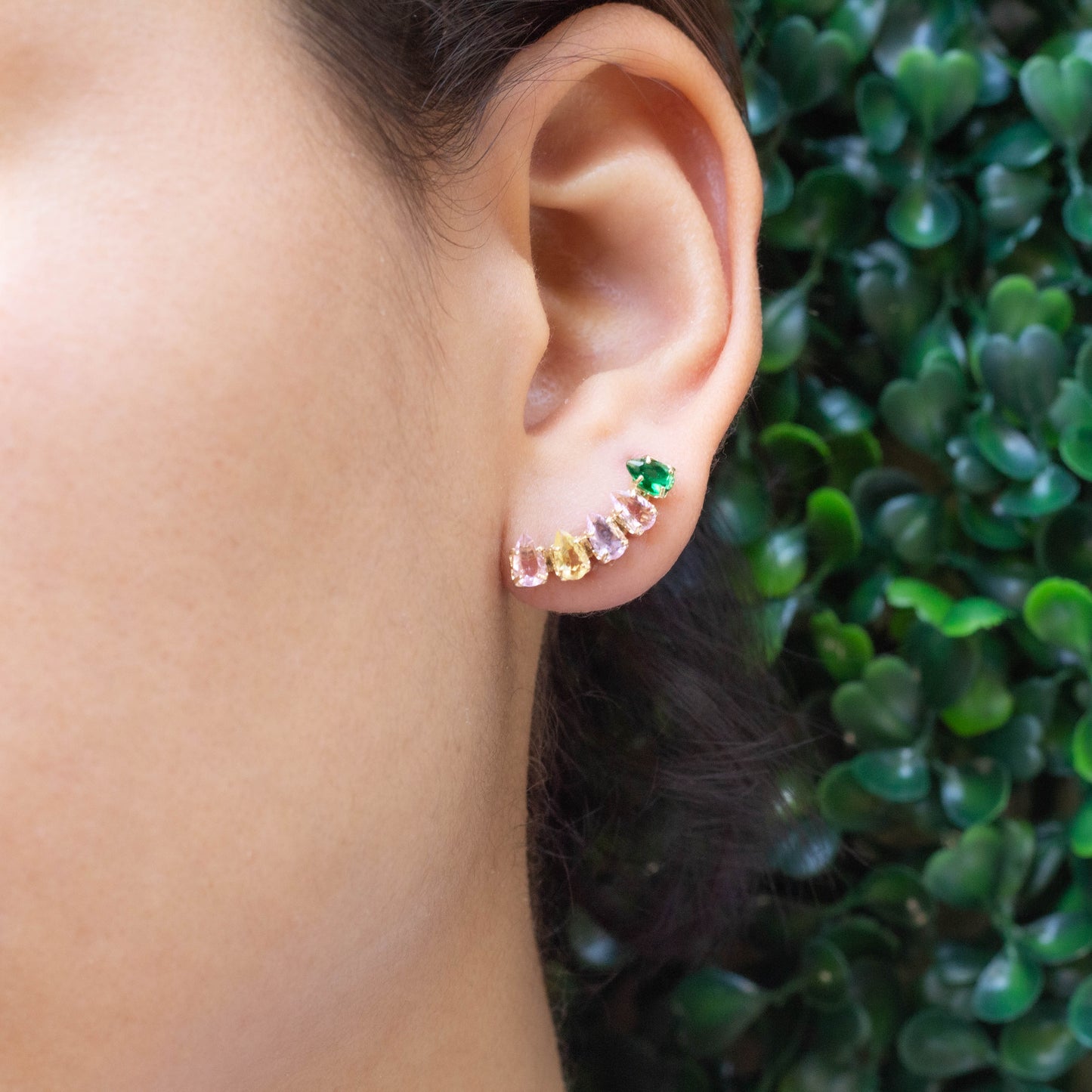 Colorful Cz Tear Stud Earrings