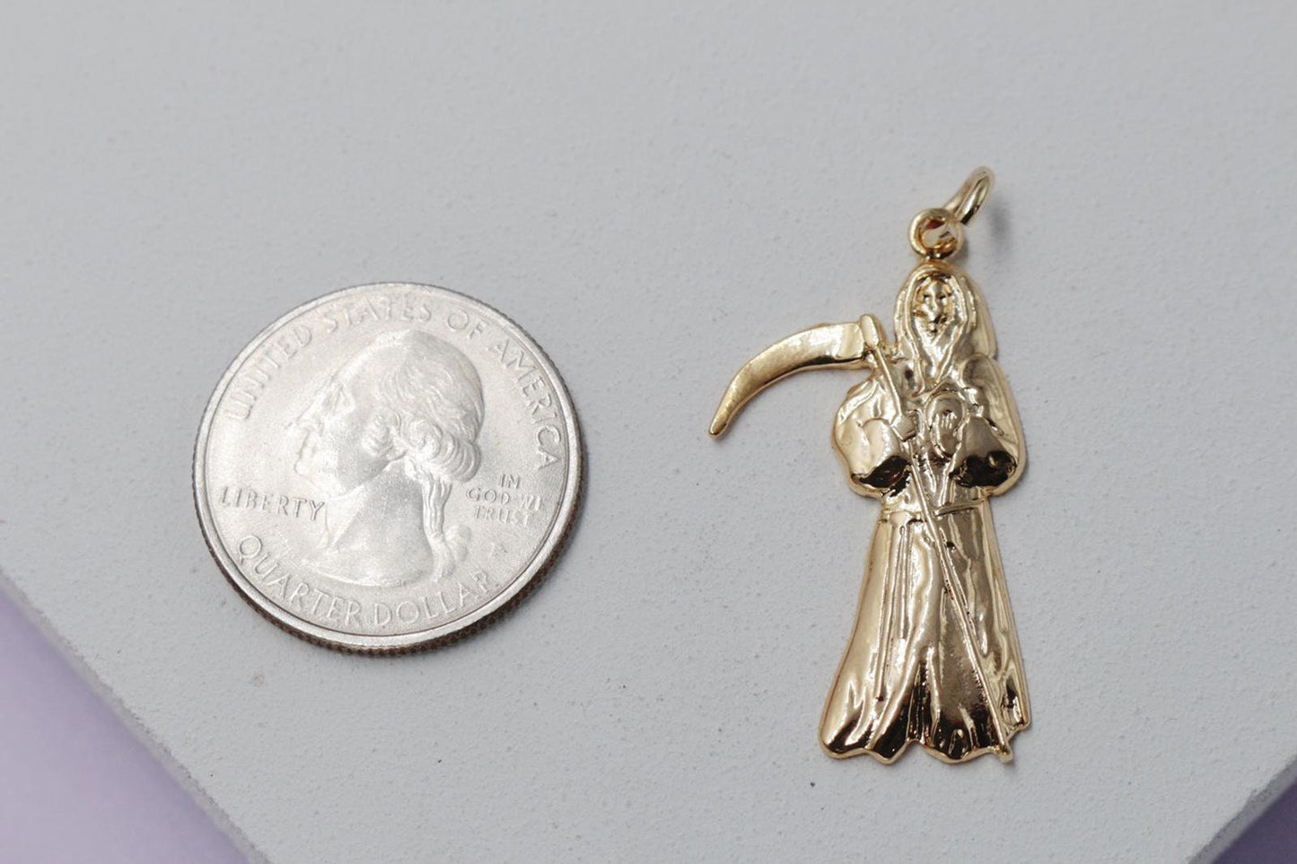 Grim Reaper with Gold or Silver Scythe Pendant