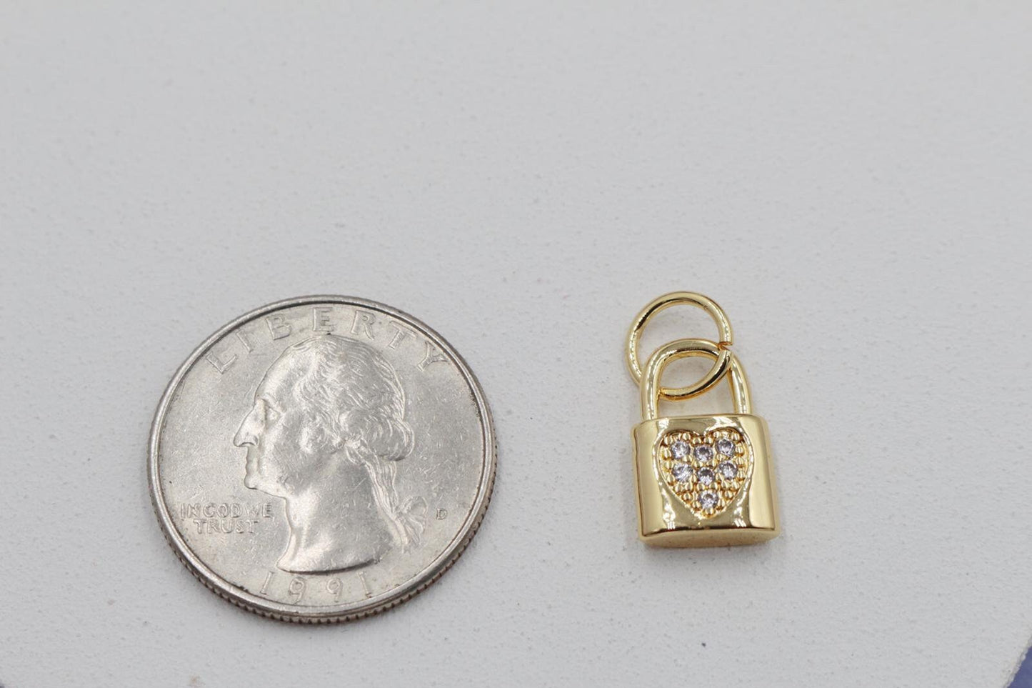 Lock with Cubic Zirconia Heart Detail Pendant