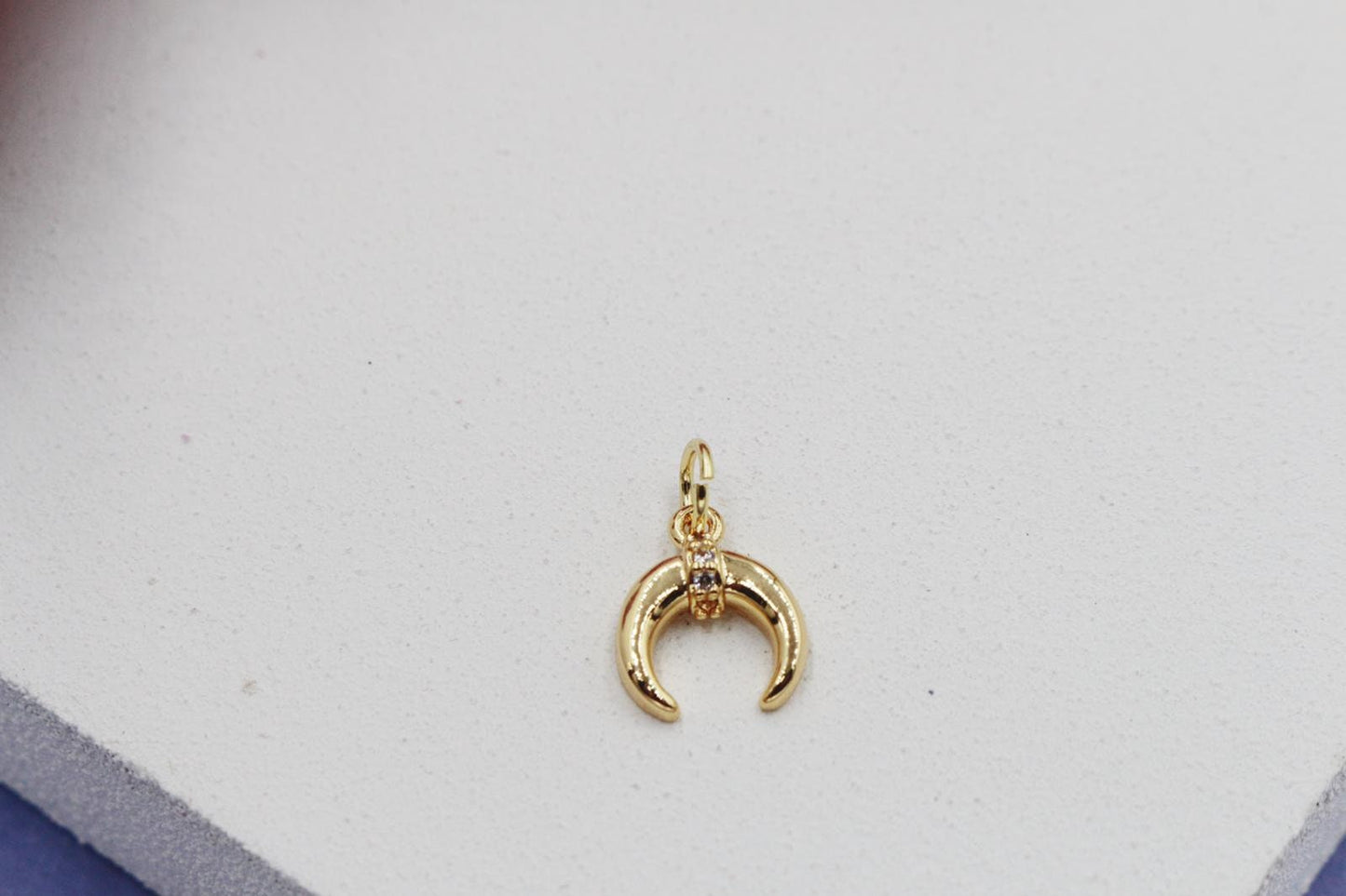 Crescent Moon with Cubic Zirconia Celestial Sparkle Detail Pendant