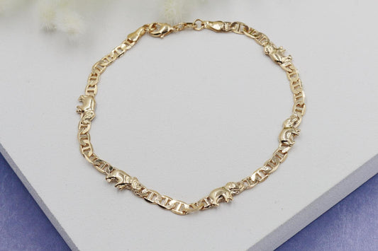 Anchor Chain with Elephant Detail Anklet