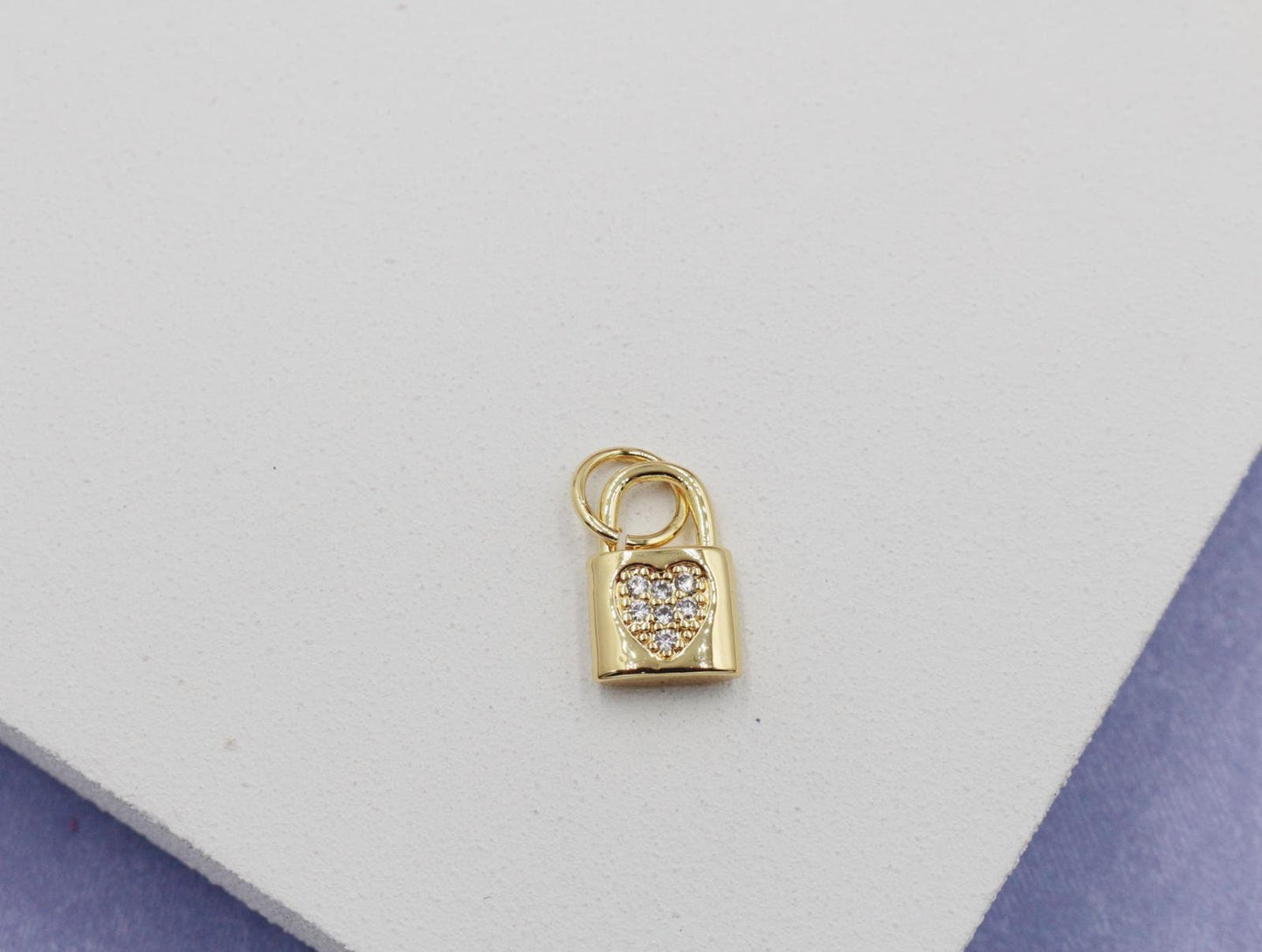 Lock with Cubic Zirconia Heart Detail Pendant