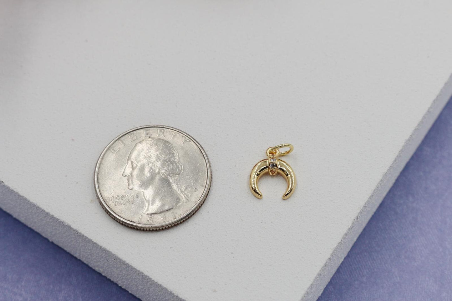 Crescent Moon with Cubic Zirconia Celestial Sparkle Detail Pendant