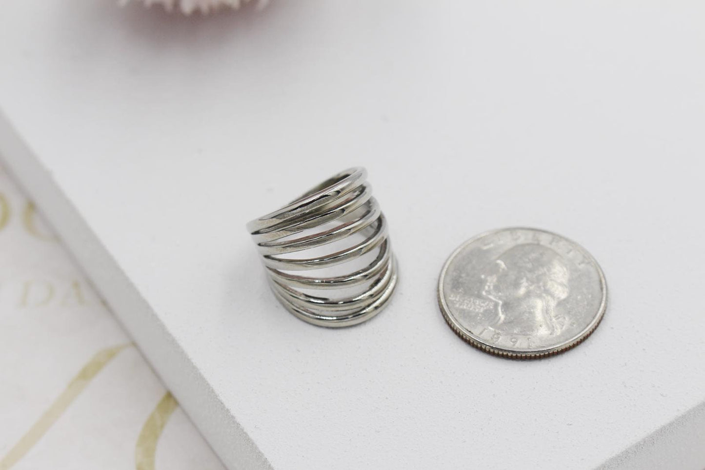 Rhodium Plated Bands Ring