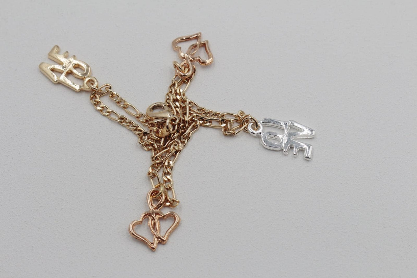 Three Tone Love Charms Anklet