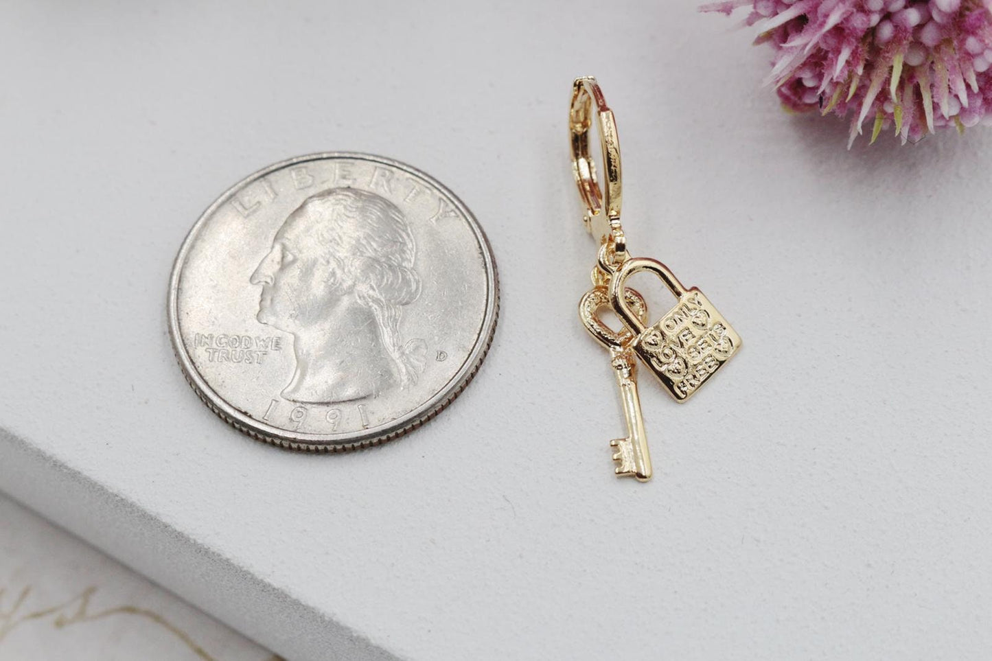 Lock and Key Huggies Earrings