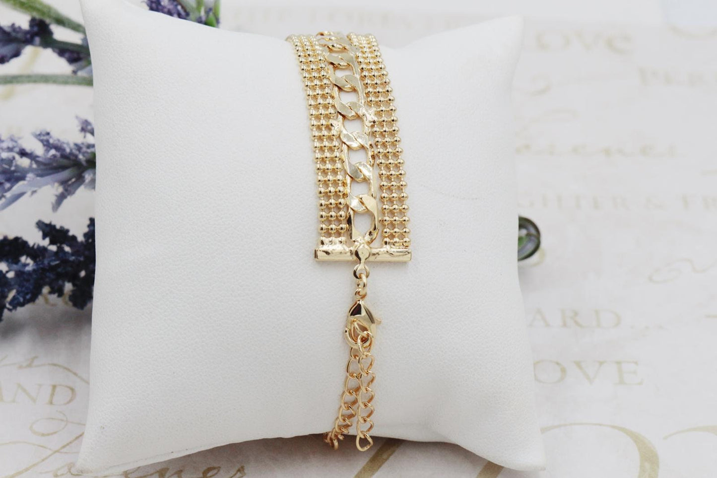 Thick Beaded Cuban Link Bracelet