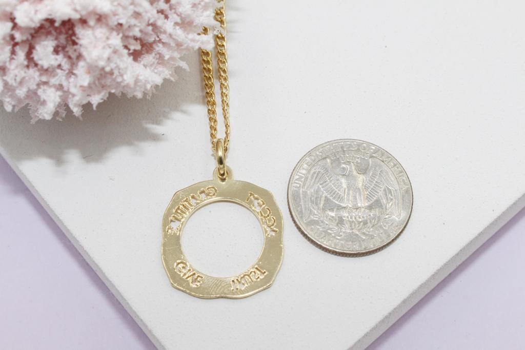 Large Gratitude Medallion Pendant Necklace