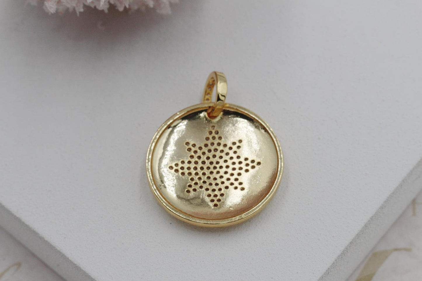 All Cubic Zirconia Bursting 8 Point Star Medallion Pendant