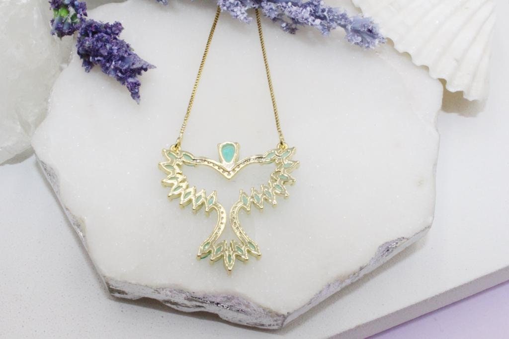 Green High Bird Pendant Necklace