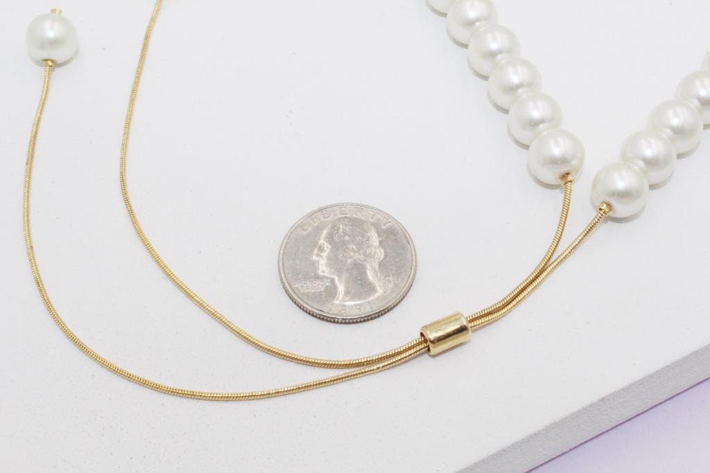 Faux Pearl Necklace Adjustable