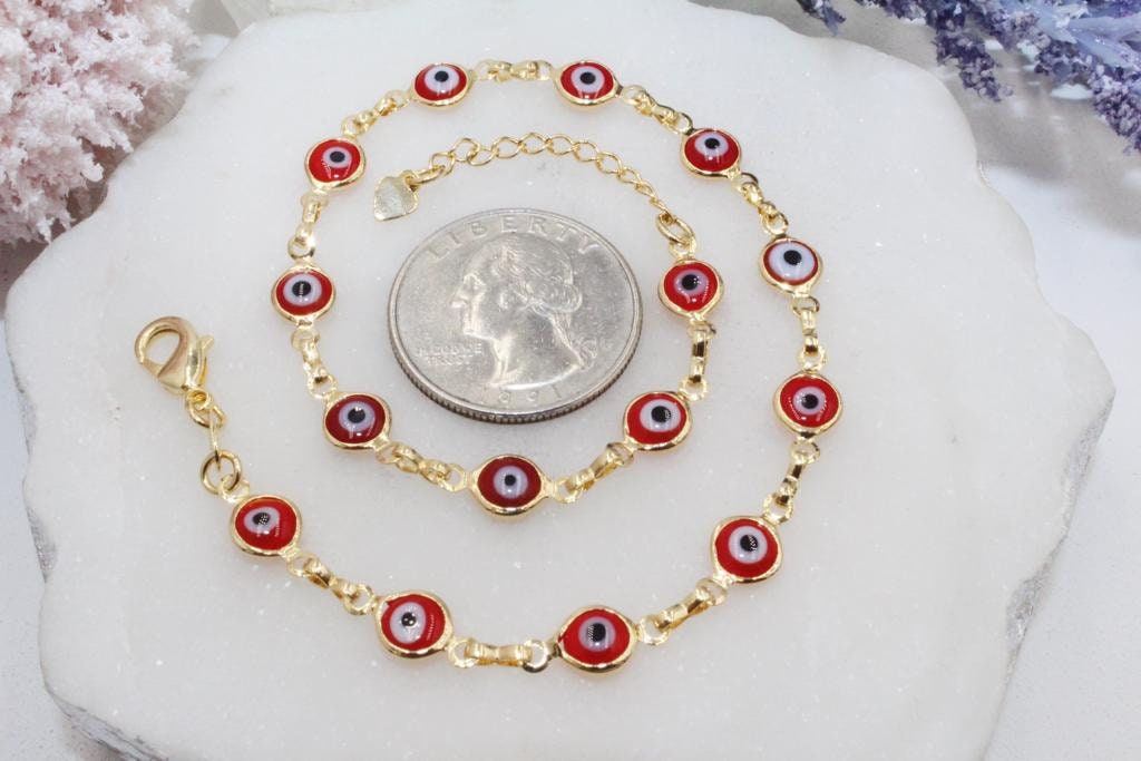 Dainty Red Evil Eye Anklet