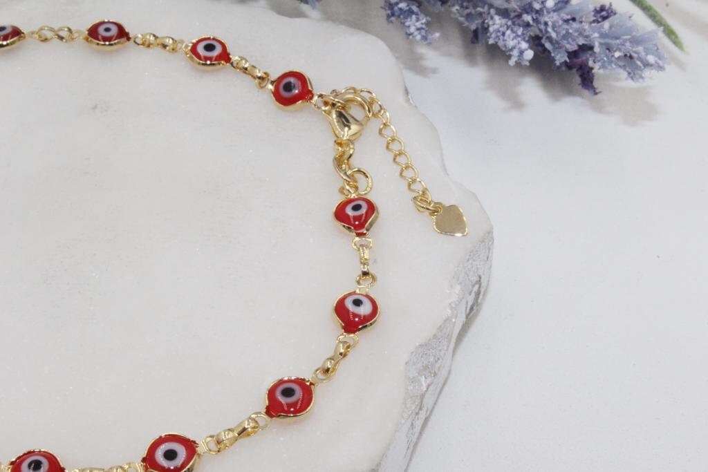 Dainty Red Evil Eye Anklet