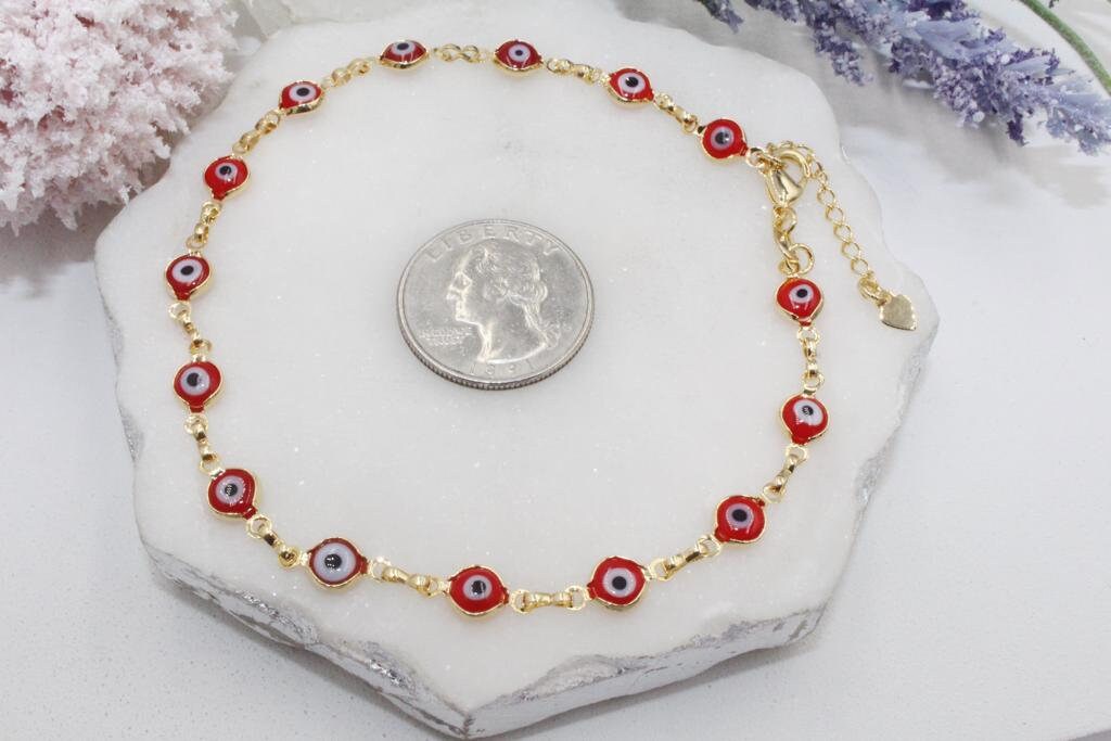 Dainty Red Evil Eye Anklet