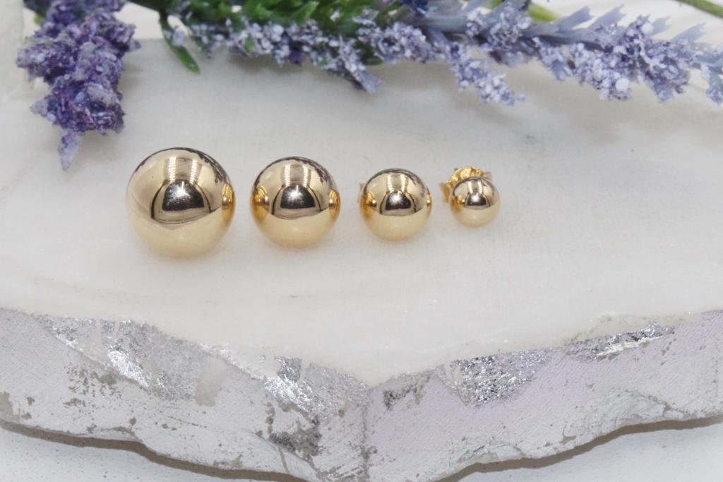 Golden Sphere Stud Earrings
