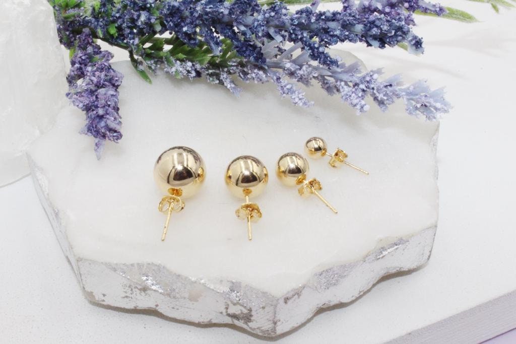 Golden Sphere Stud Earrings