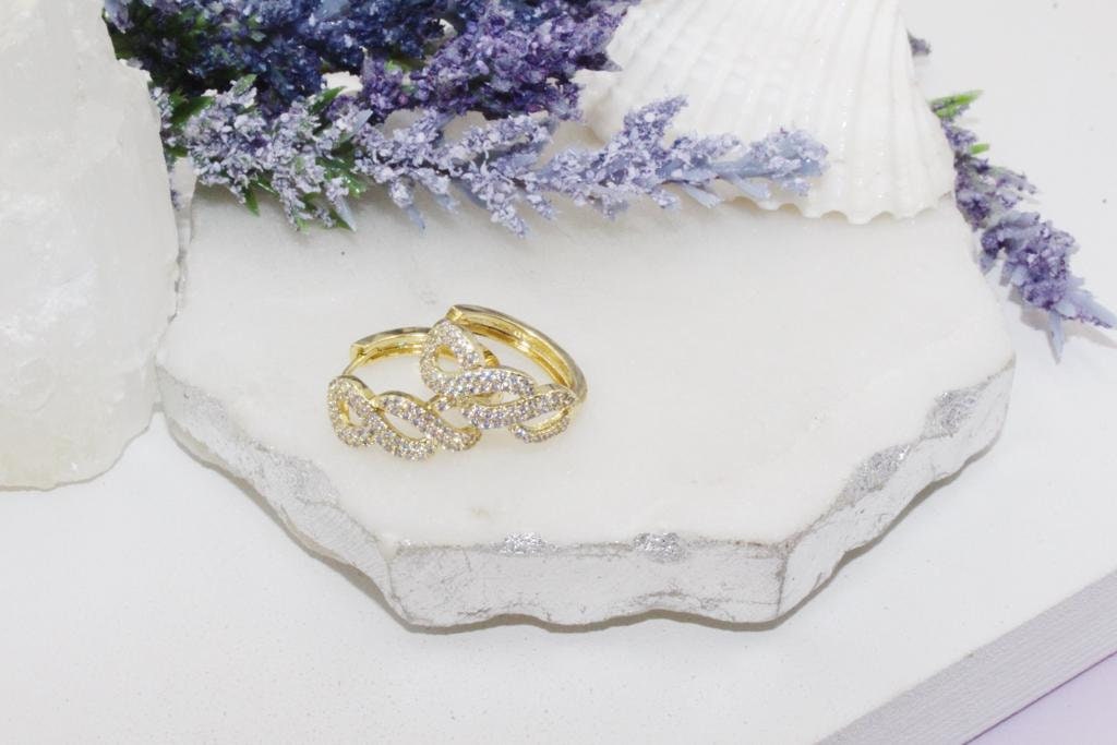 Micro Pave Cubic Zirconia Twisted Huggies