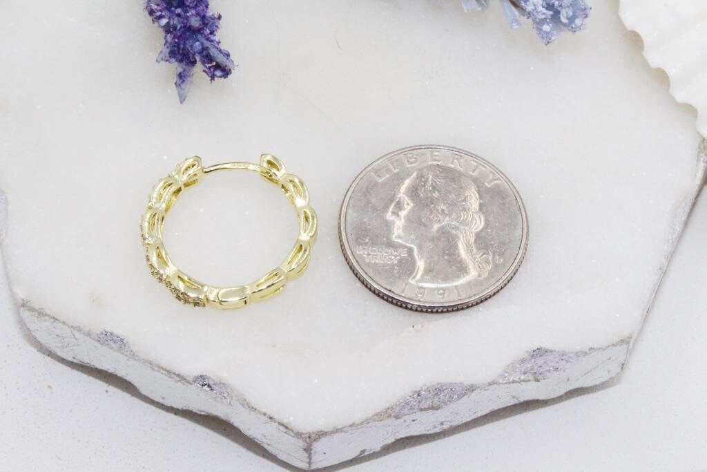 Dainty Micro Pave Cubic Zirconia Hoops