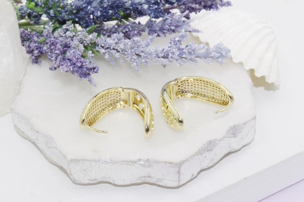 Micro Pave Cubic Zirconia Trendy Shaped Statement Huggies