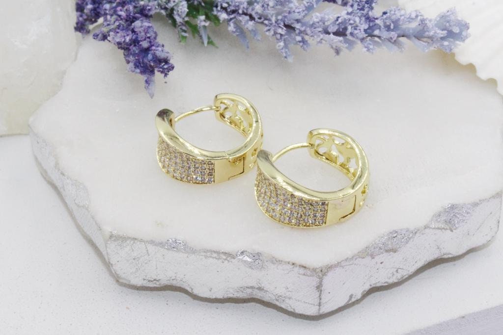 Micro Pave Cubic Zirconia Domed (inward) Huggies