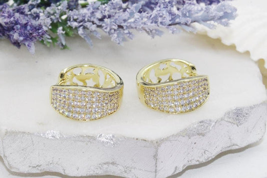 Micro Pave Cubic Zirconia Domed (inward) Huggies