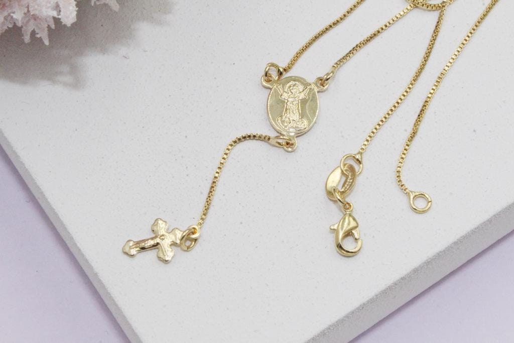 Divino Nino with Cross Lariat Box Chain Petite Choker