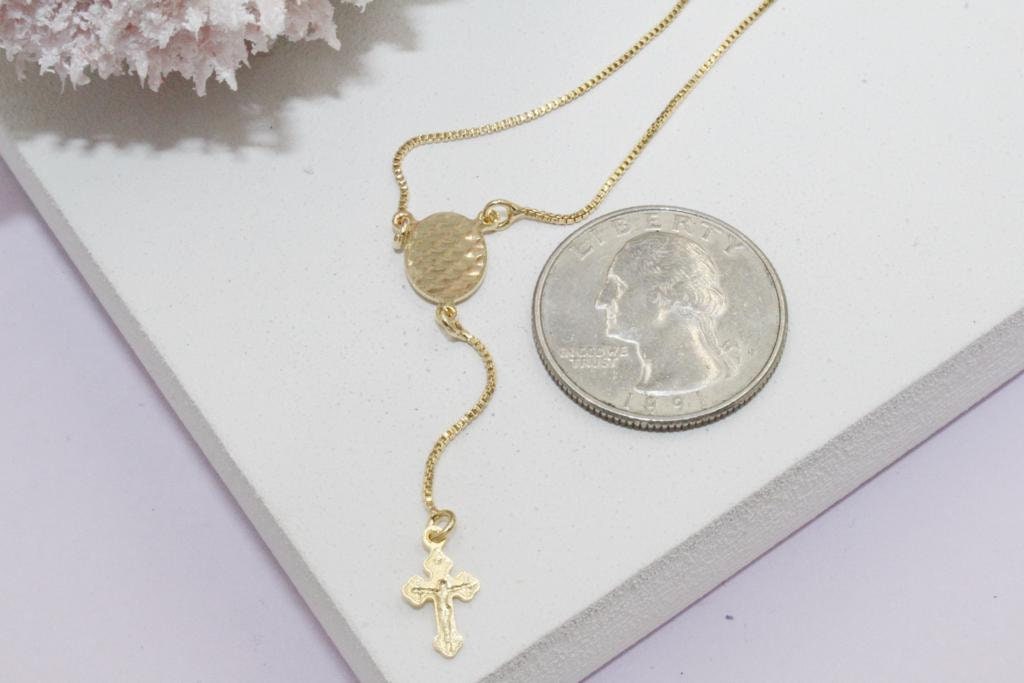 Divino Nino with Cross Lariat Box Chain Petite Choker