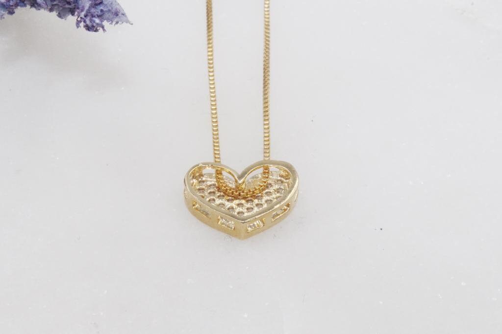 Beautiful Clear Micro Cubic Zirconia Heart Necklace