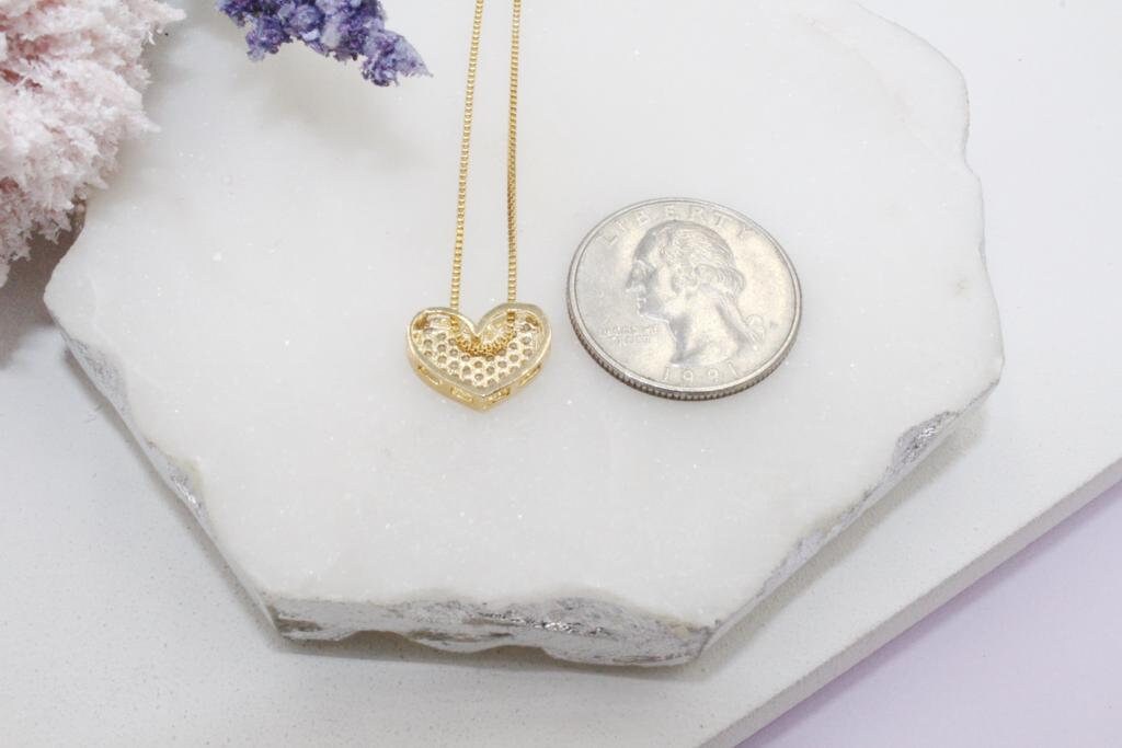 Beautiful Clear Micro Cubic Zirconia Heart Necklace