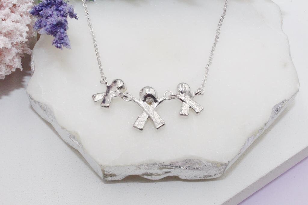 Modern Cubic Zirconia Family Rolo Chain Necklace