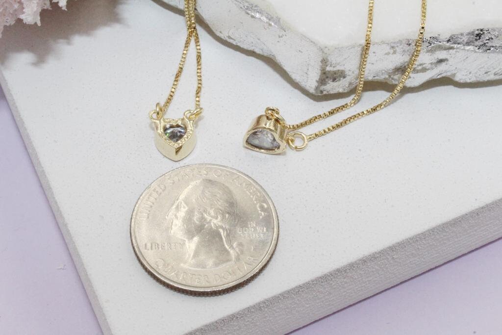 Cubic Zirconia Hearts Double End Box Chain Necklace