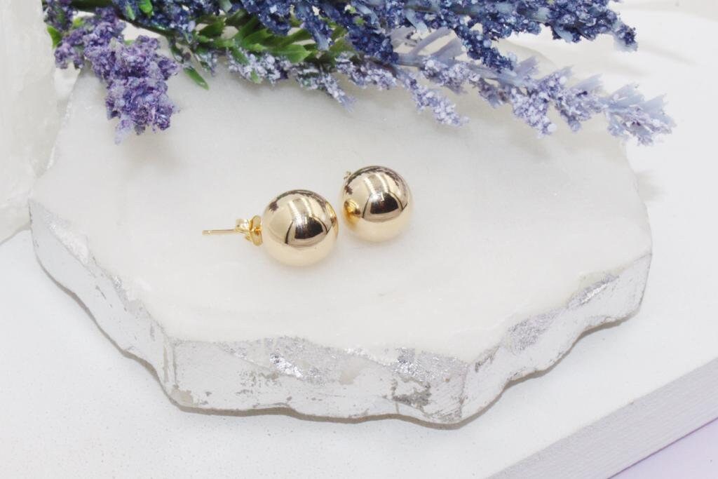 Golden Sphere Stud Earrings