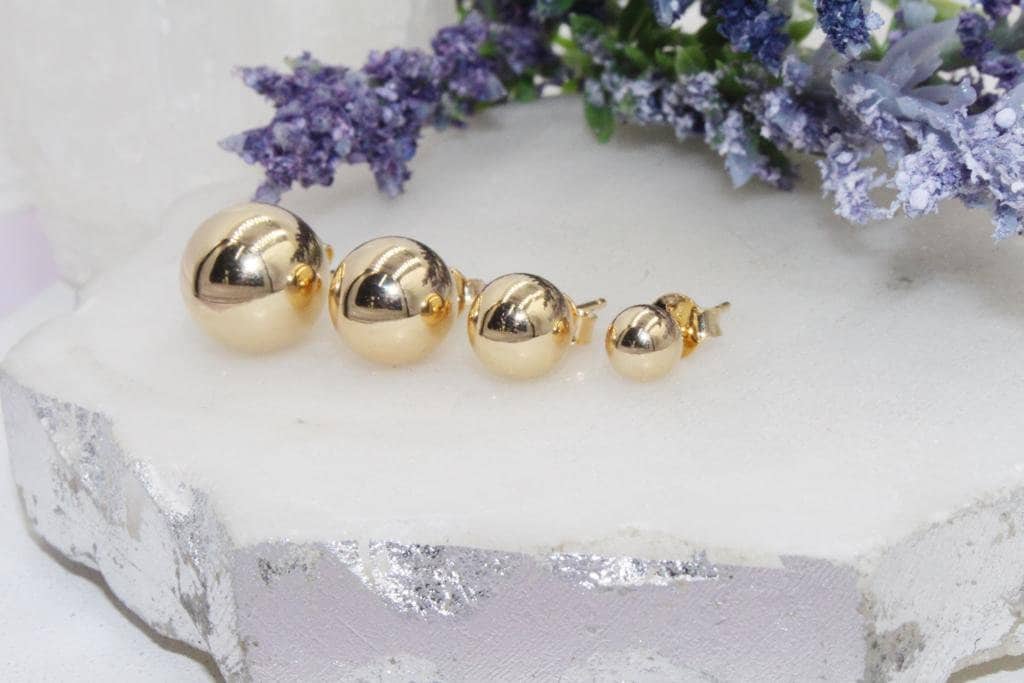 Golden Sphere Stud Earrings