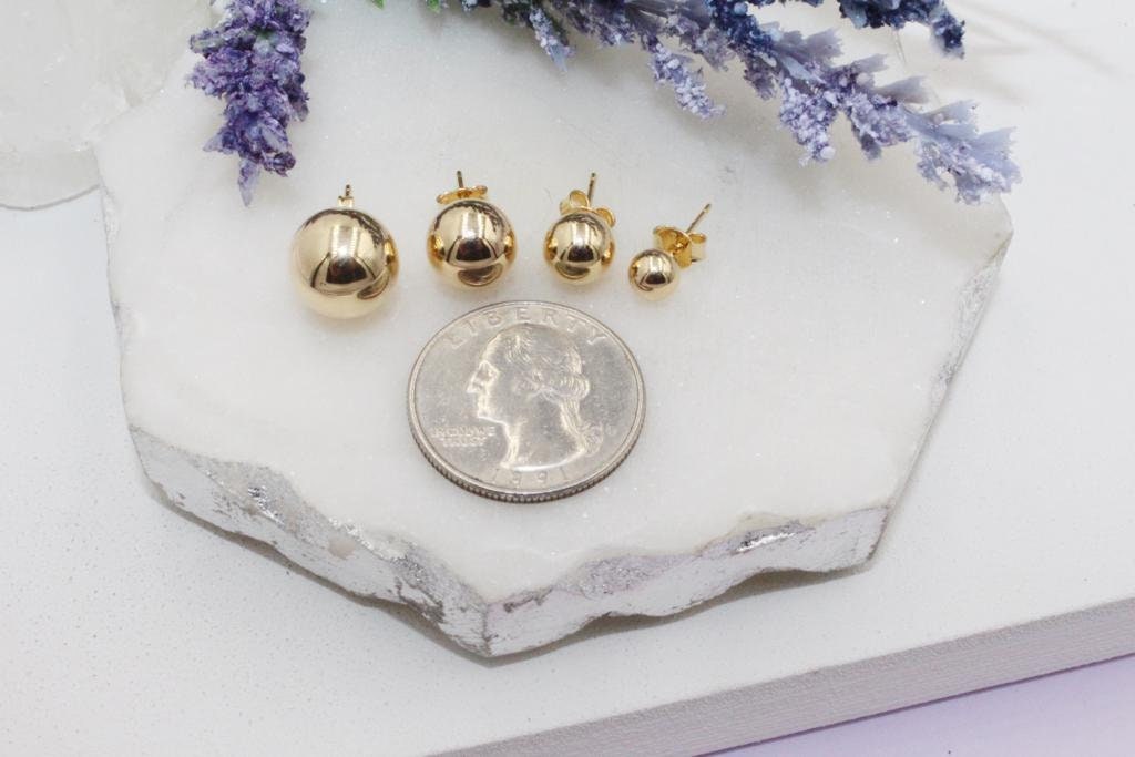 Golden Sphere Stud Earrings