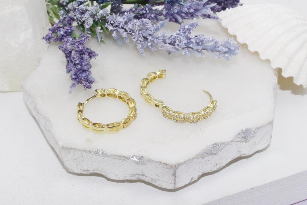 Dainty Micro Pave Cubic Zirconia Hoops