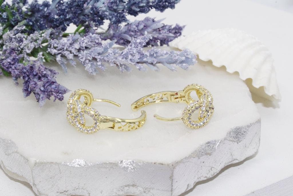 Twisted Micro Pave Cubic Zirconia Huggies