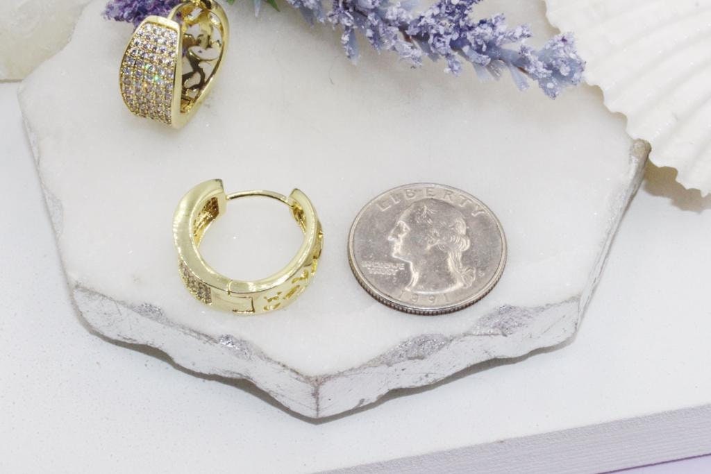 Micro Pave Cubic Zirconia Domed (inward) Huggies