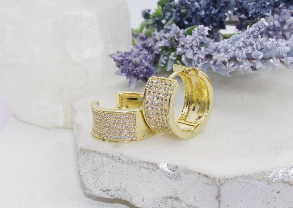 8mm Micro Pave Cubic Zirconia Chunky Domed (Inward) Huggies
