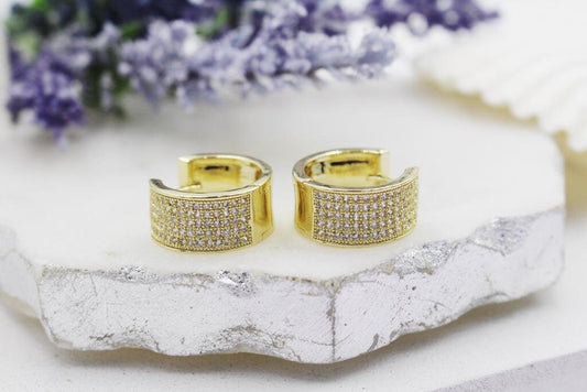 8mm Micro Pave Cubic Zirconia Chunky Domed (Inward) Huggies