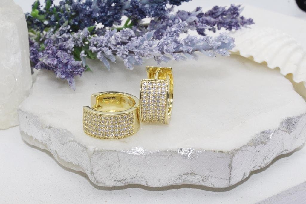 8mm Micro Pave Cubic Zirconia Chunky Domed (Inward) Huggies