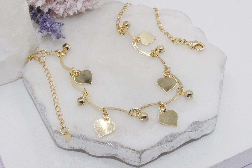 Scalloped Hearts, Cubic Zirconia Charms Choker